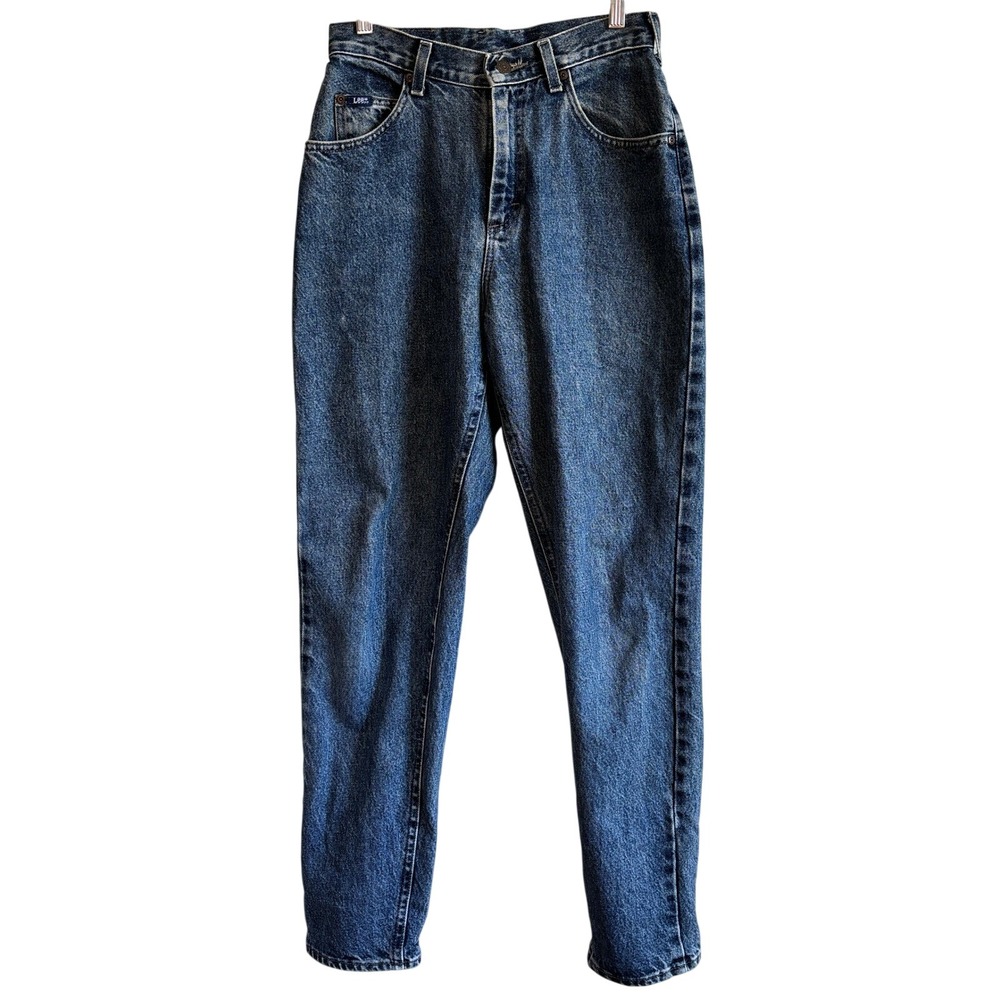 Vintage Lee Mom Jeans High Rise Tapered Stone‎ Wash Blue Denim 28x30